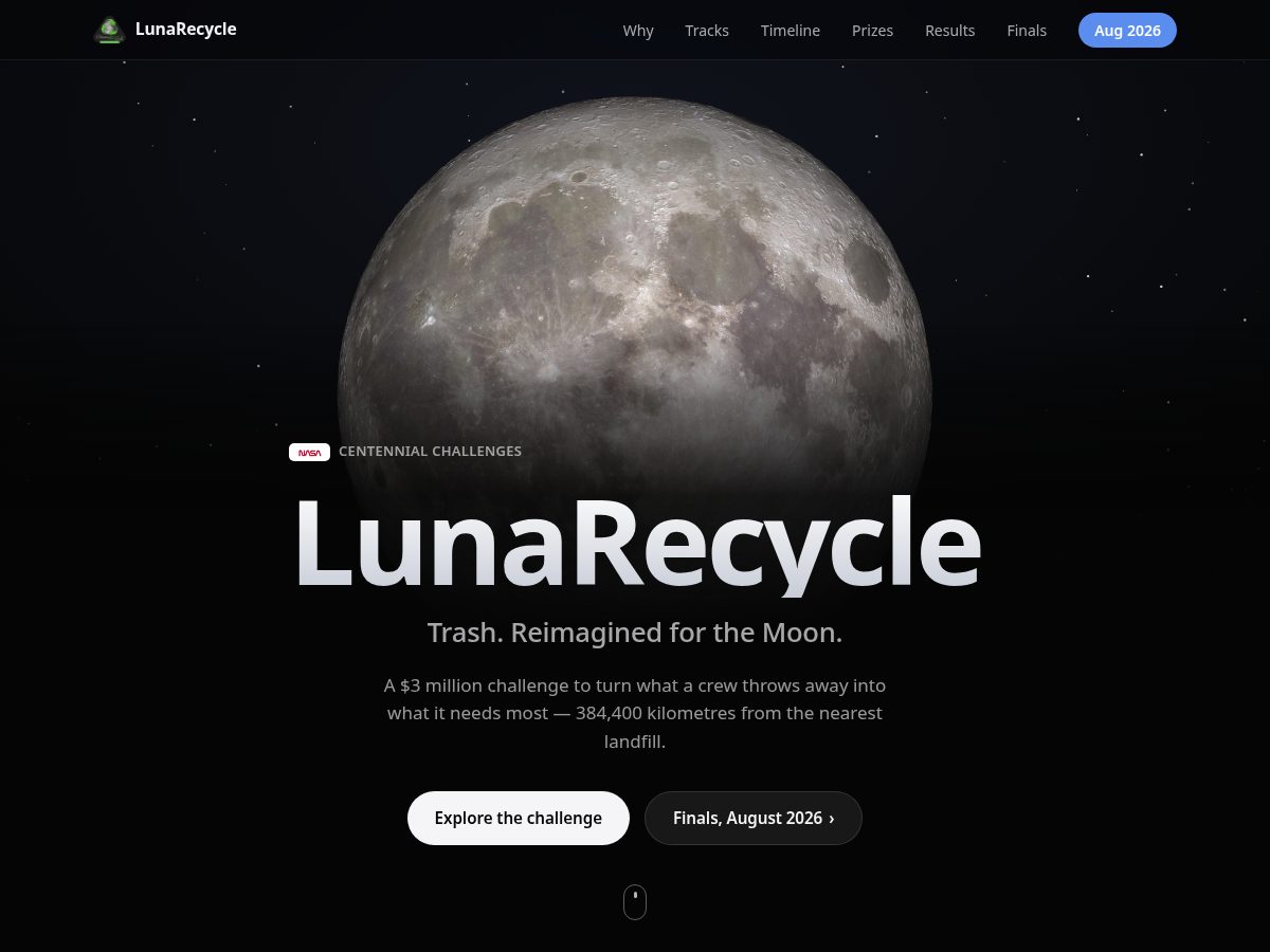 Landing-page snapshot of nspireslunarecycle.com