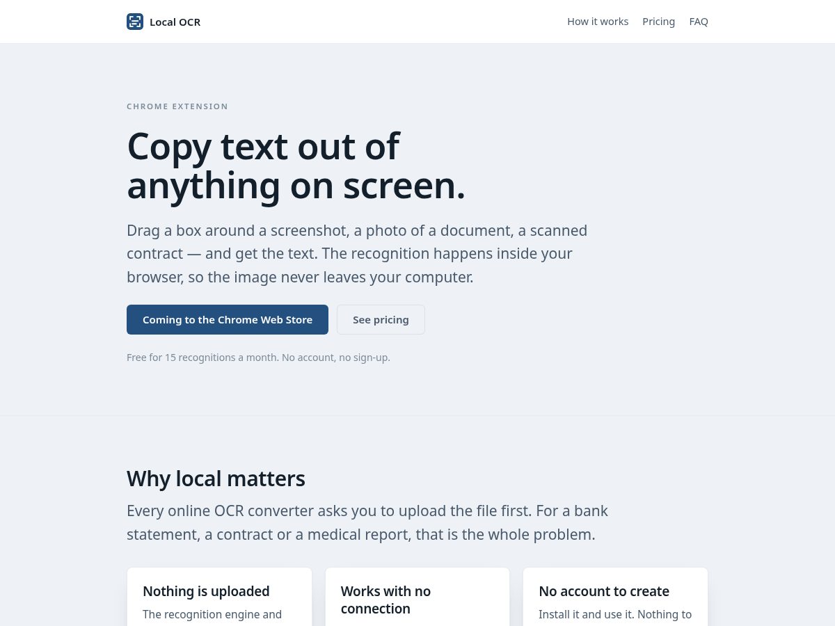 Landing-page snapshot of ocrsnip.com