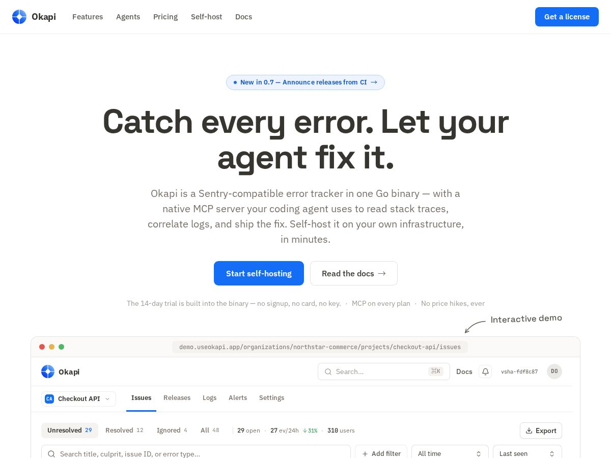 Landing-page snapshot of okapi.build