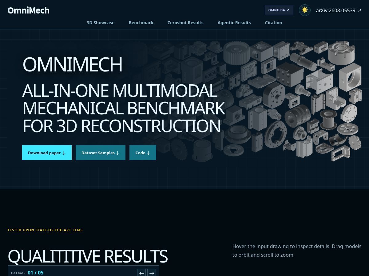 Landing-page snapshot of omnimech.dev