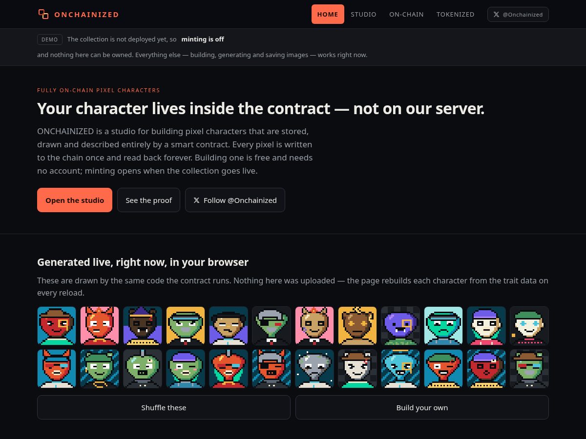 Landing-page snapshot of onchainized.site