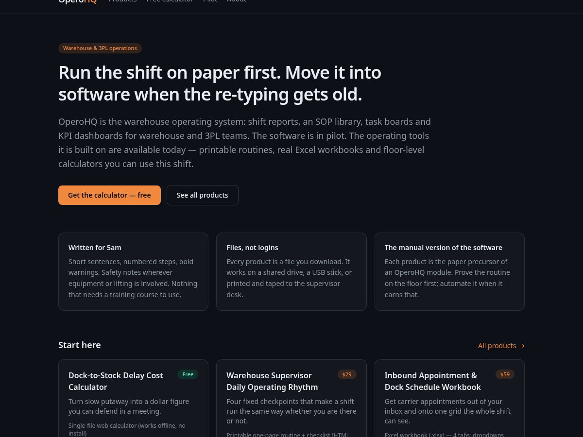 Landing-page snapshot of operohq.net