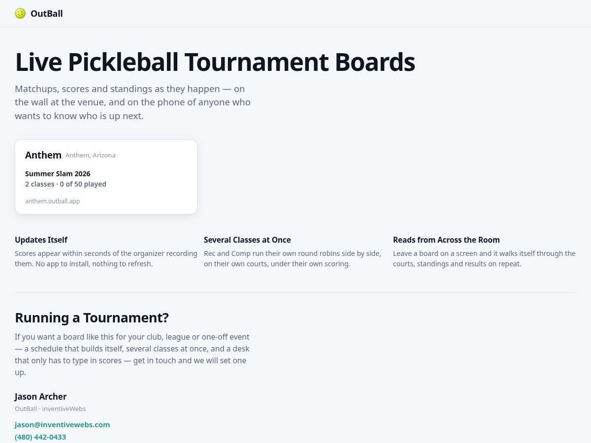 Landing-page snapshot of outball.app