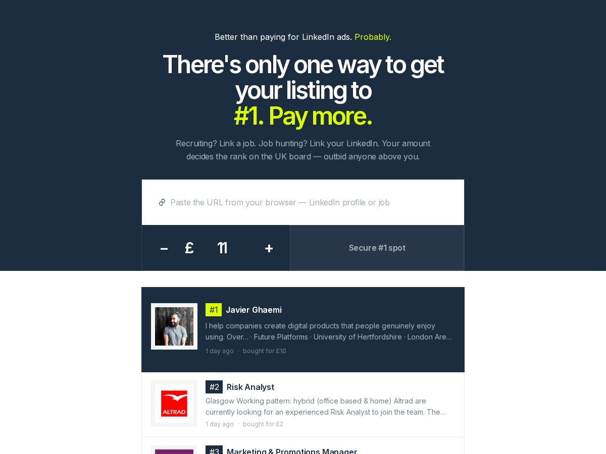 Landing-page snapshot of outbid.work