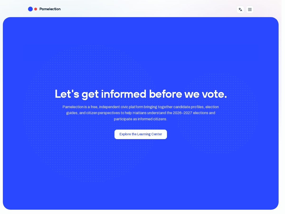 Landing-page snapshot of pamelection.org