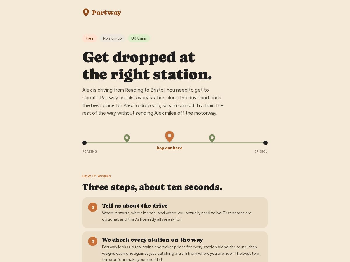Landing-page snapshot of partway.app