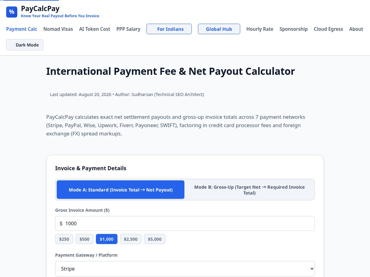 Landing-page snapshot of paycalcpay.com