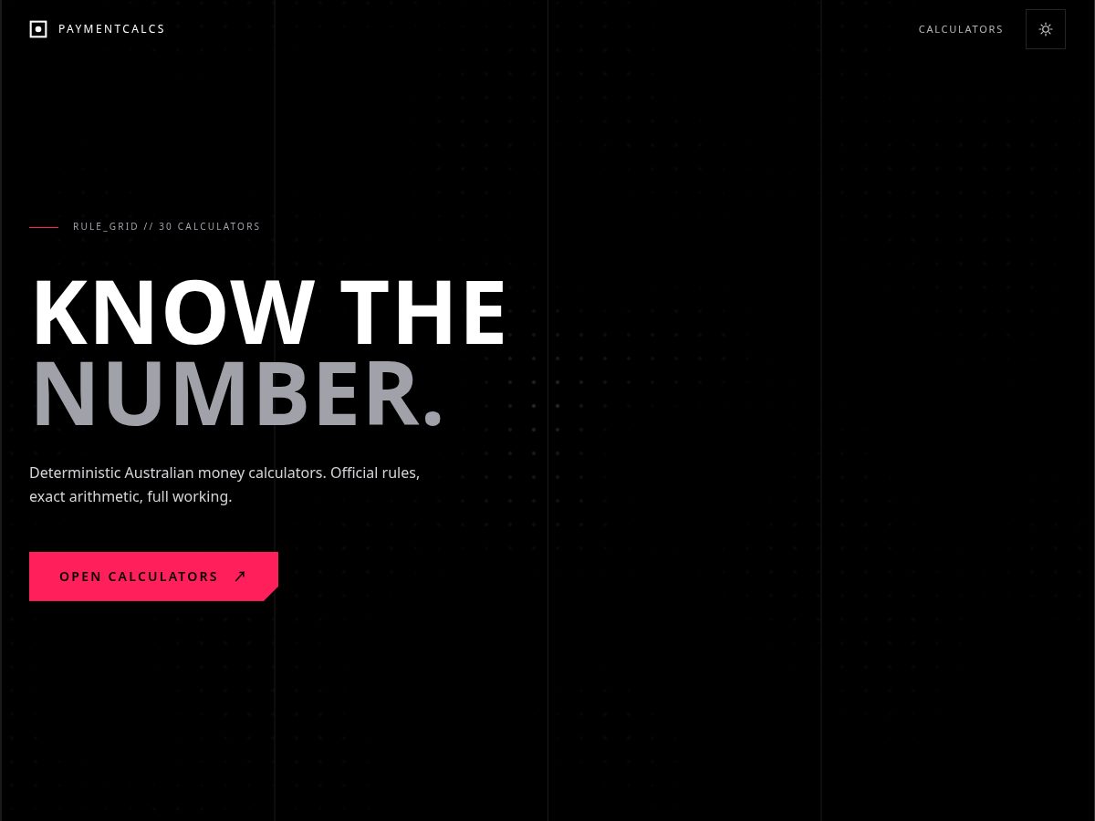 Landing-page snapshot of paymentcalcs.com