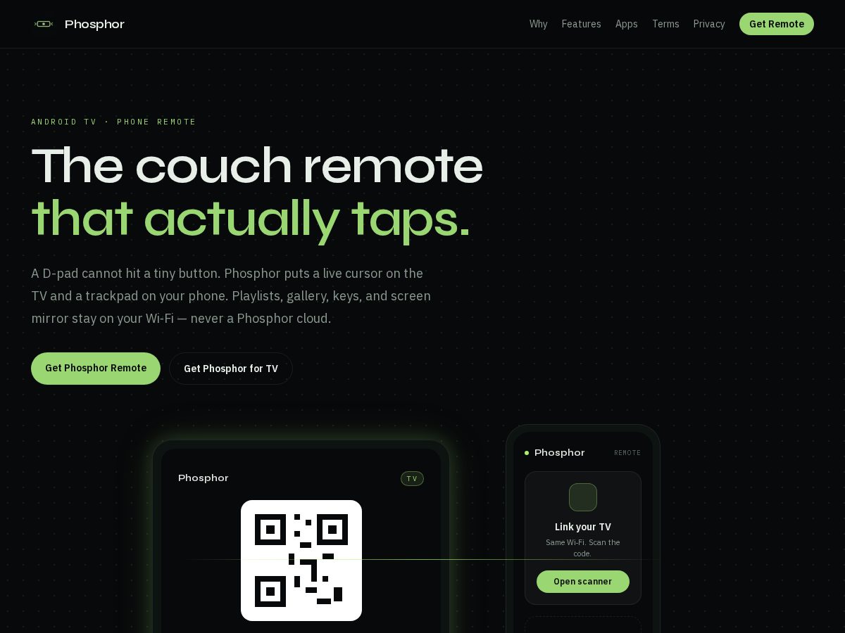 Landing-page snapshot of phosphor.site