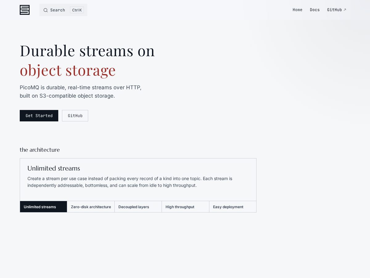 Landing-page snapshot of picomq.com