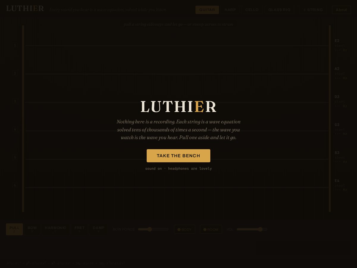 Landing-page snapshot of playluthier.com