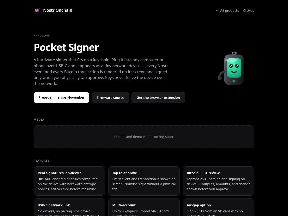 Landing-page snapshot of pocketsigner.com