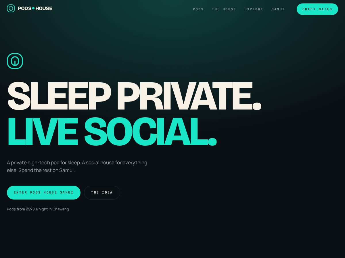 Landing-page snapshot of pods.house