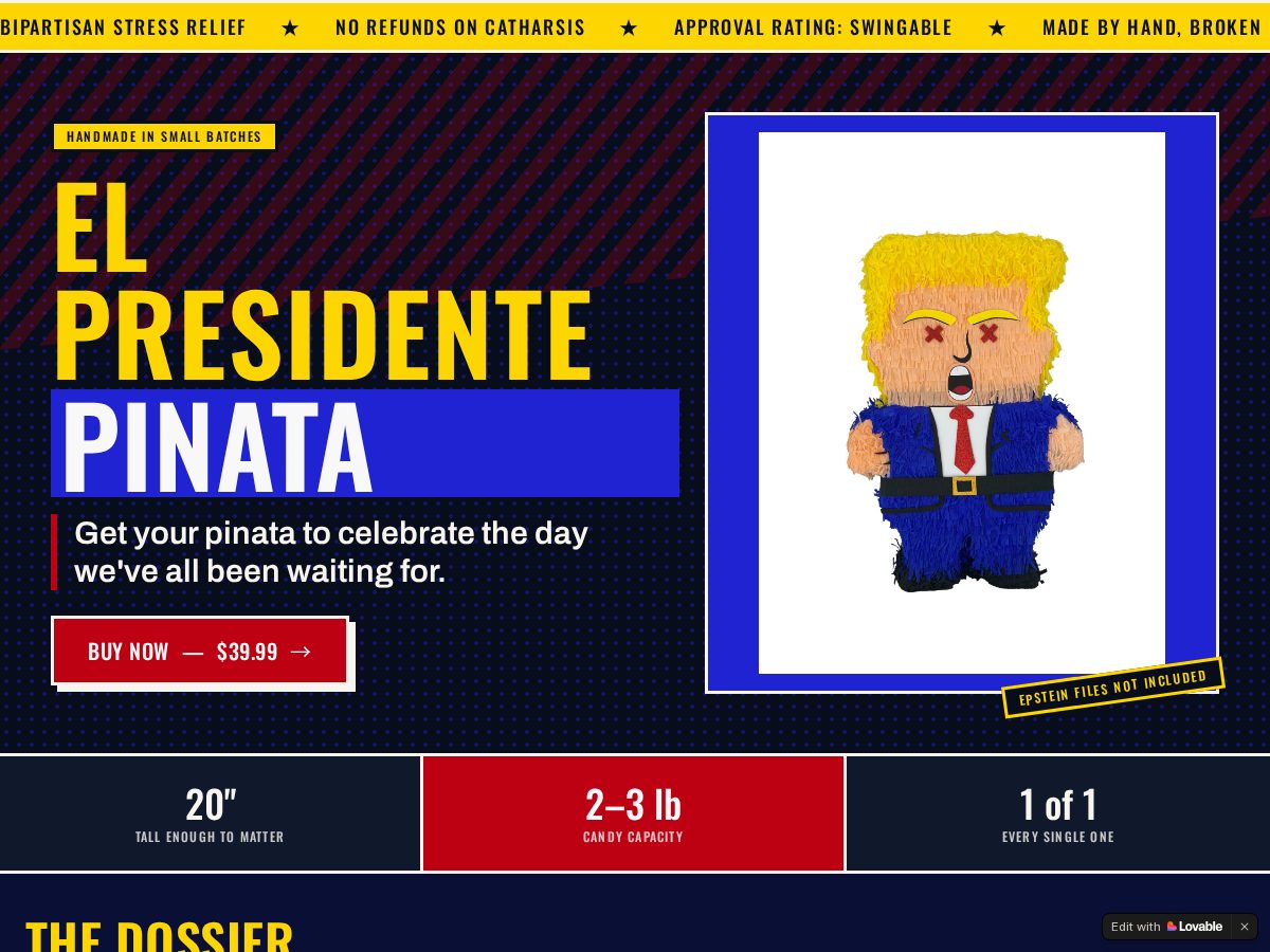 Landing-page snapshot of presidentepinata.com