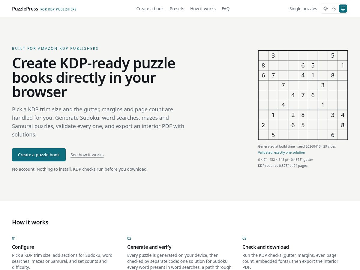 Landing-page snapshot of puzzlepress.org