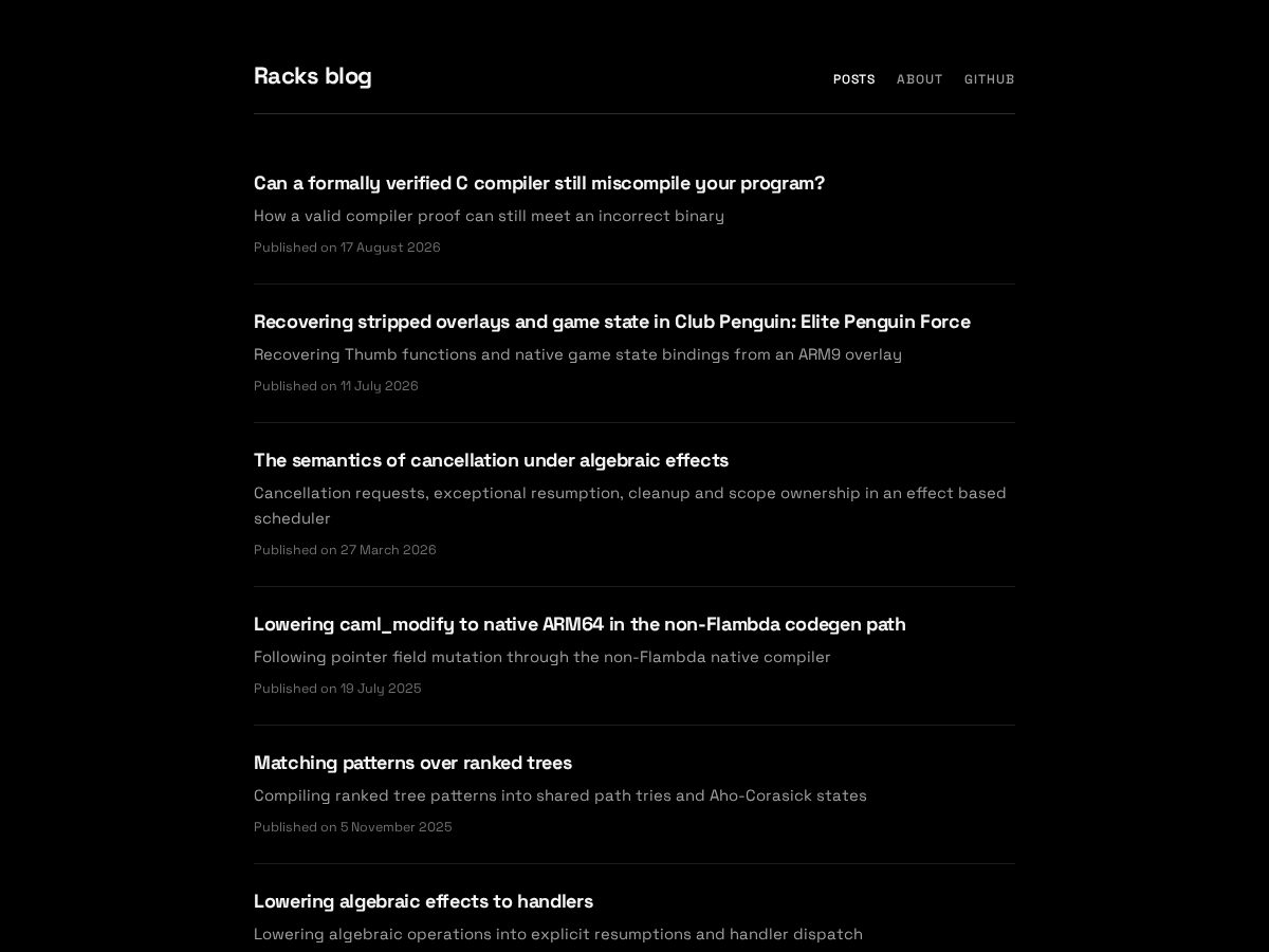 Landing-page snapshot of rack.town