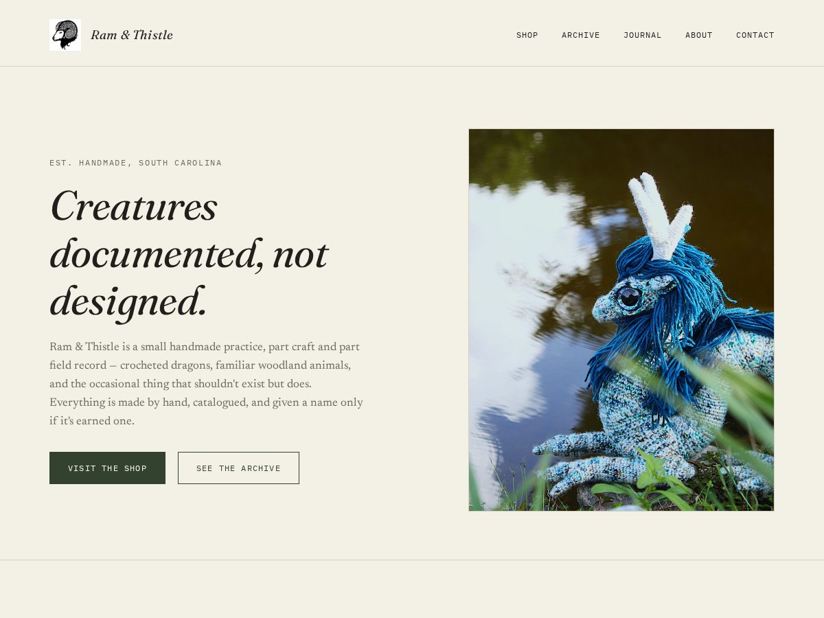Landing-page snapshot of ramandthistle.com