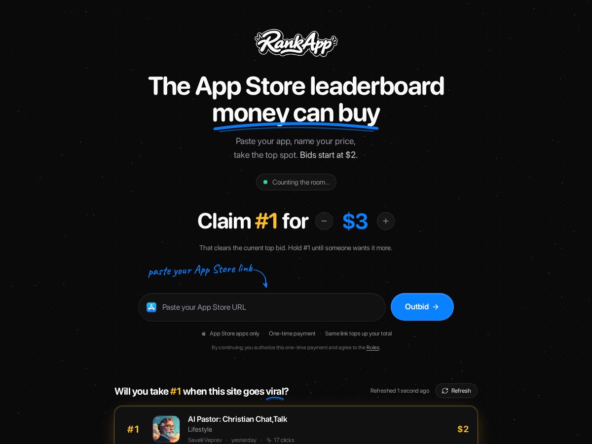 Landing-page snapshot of rankapp.lol