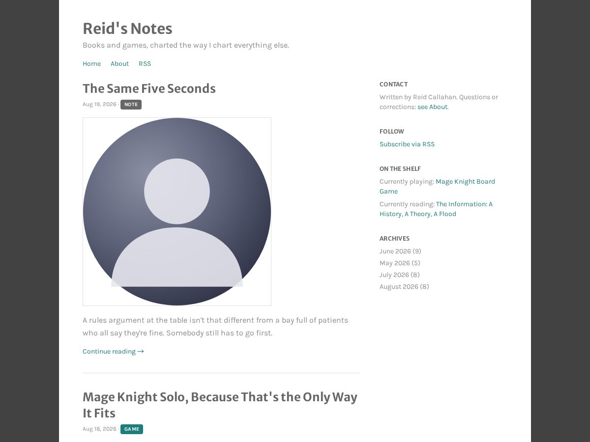Landing-page snapshot of reidsnotes.com