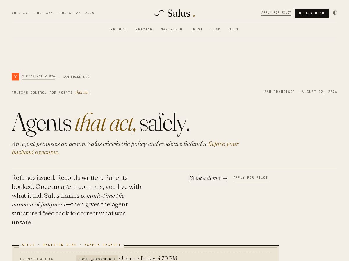 Landing-page snapshot of saluslabs.org