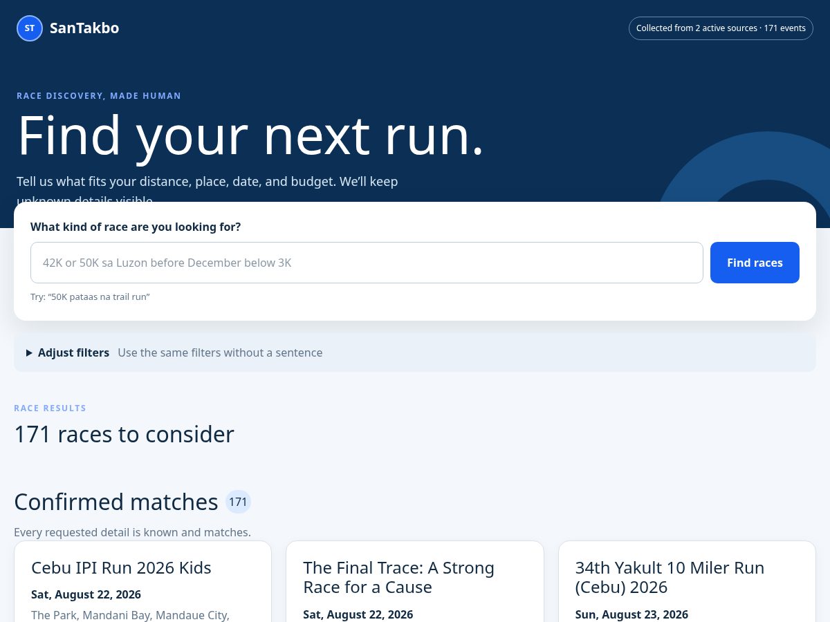 Landing-page snapshot of santakbo.com