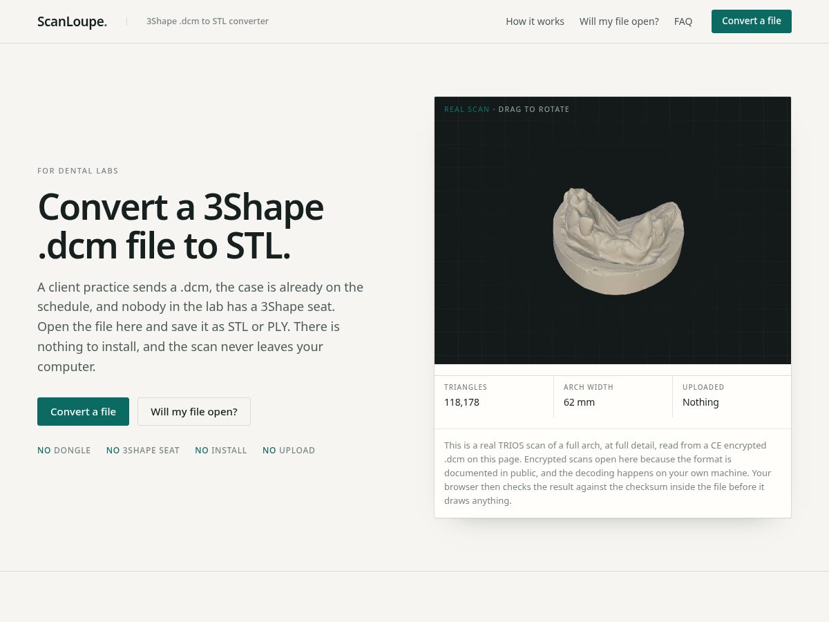 Landing-page snapshot of scanloupe.com