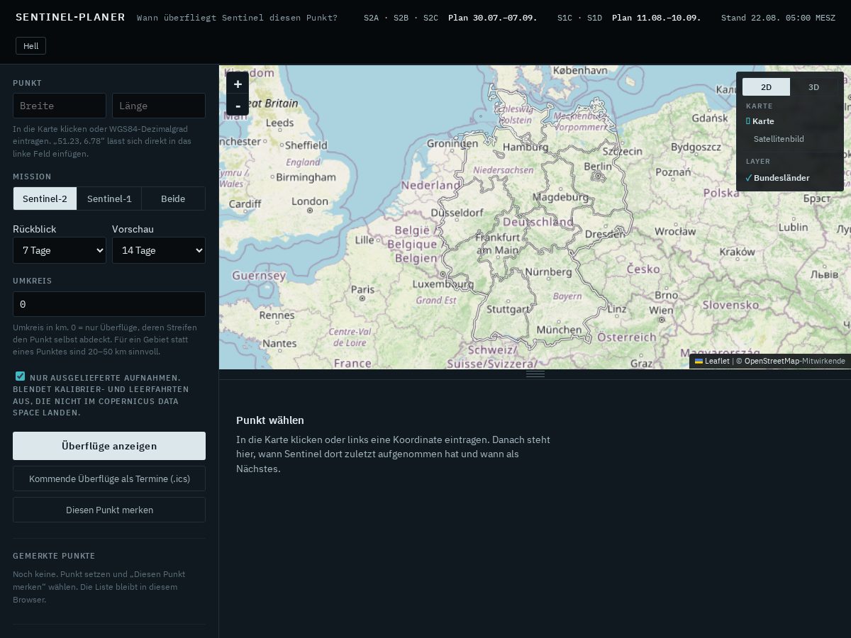 Landing-page snapshot of sentinel-planer.space