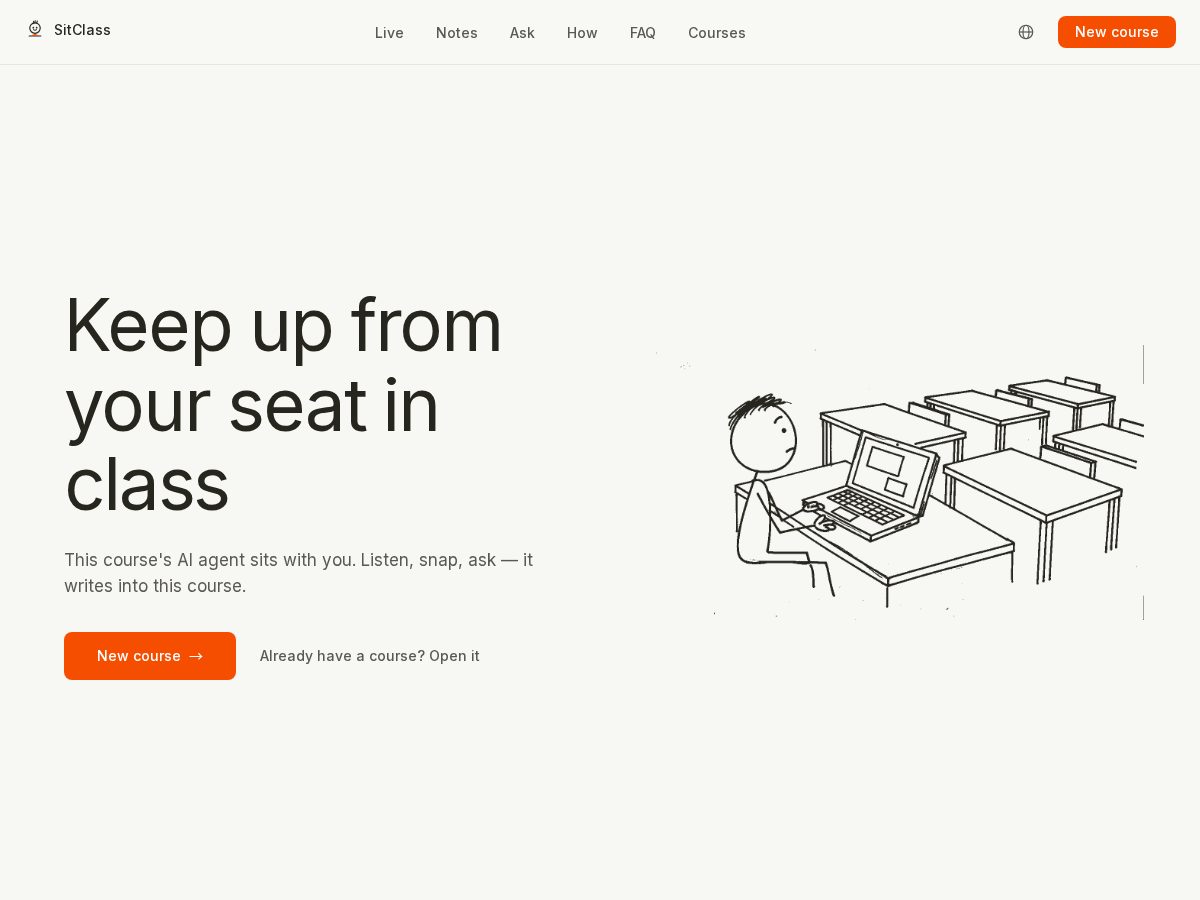 Landing-page snapshot of sitclass.com