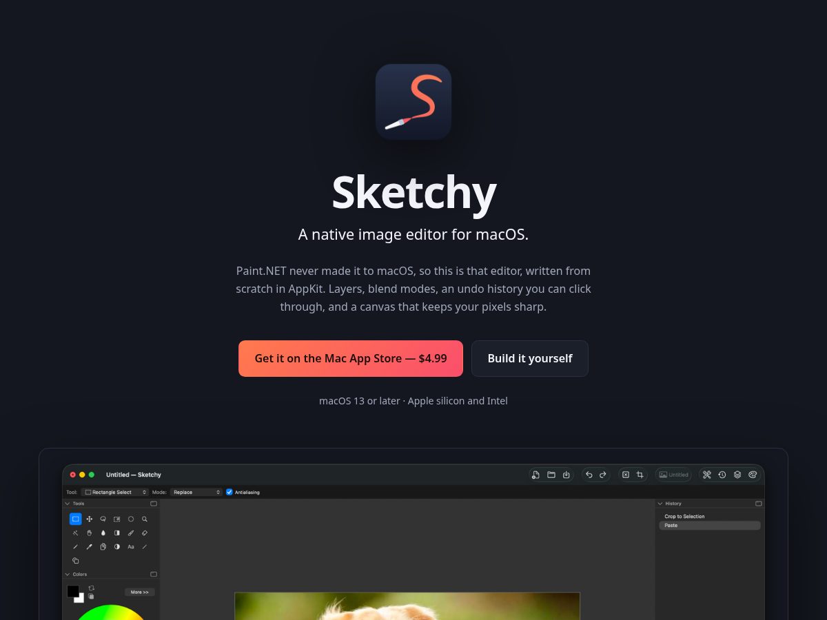 Landing-page snapshot of sketchy.tools