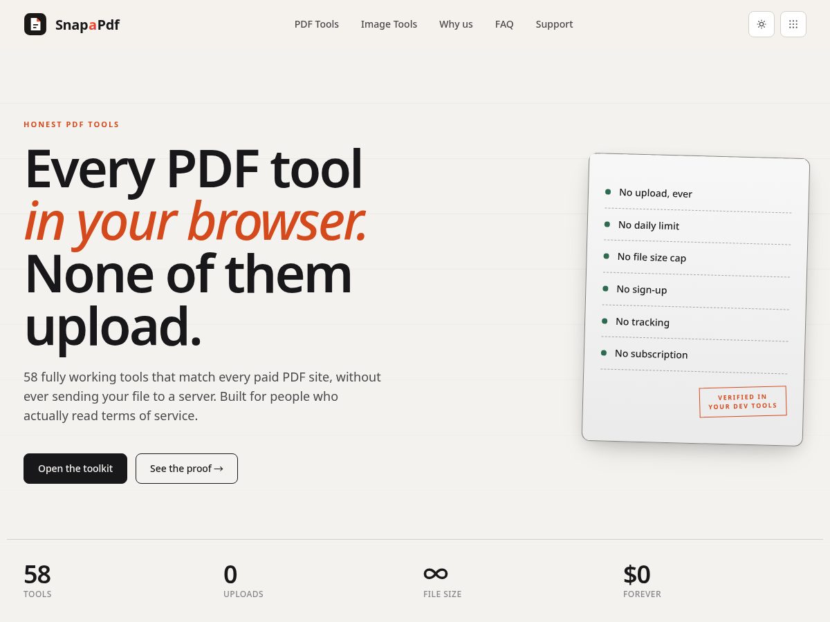 Landing-page snapshot of snapapdf.com