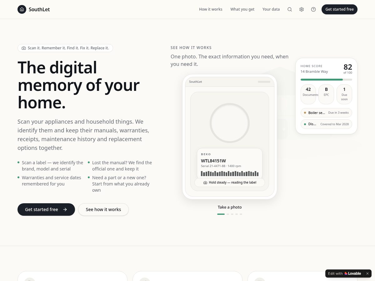 Landing-page snapshot of southlet.com