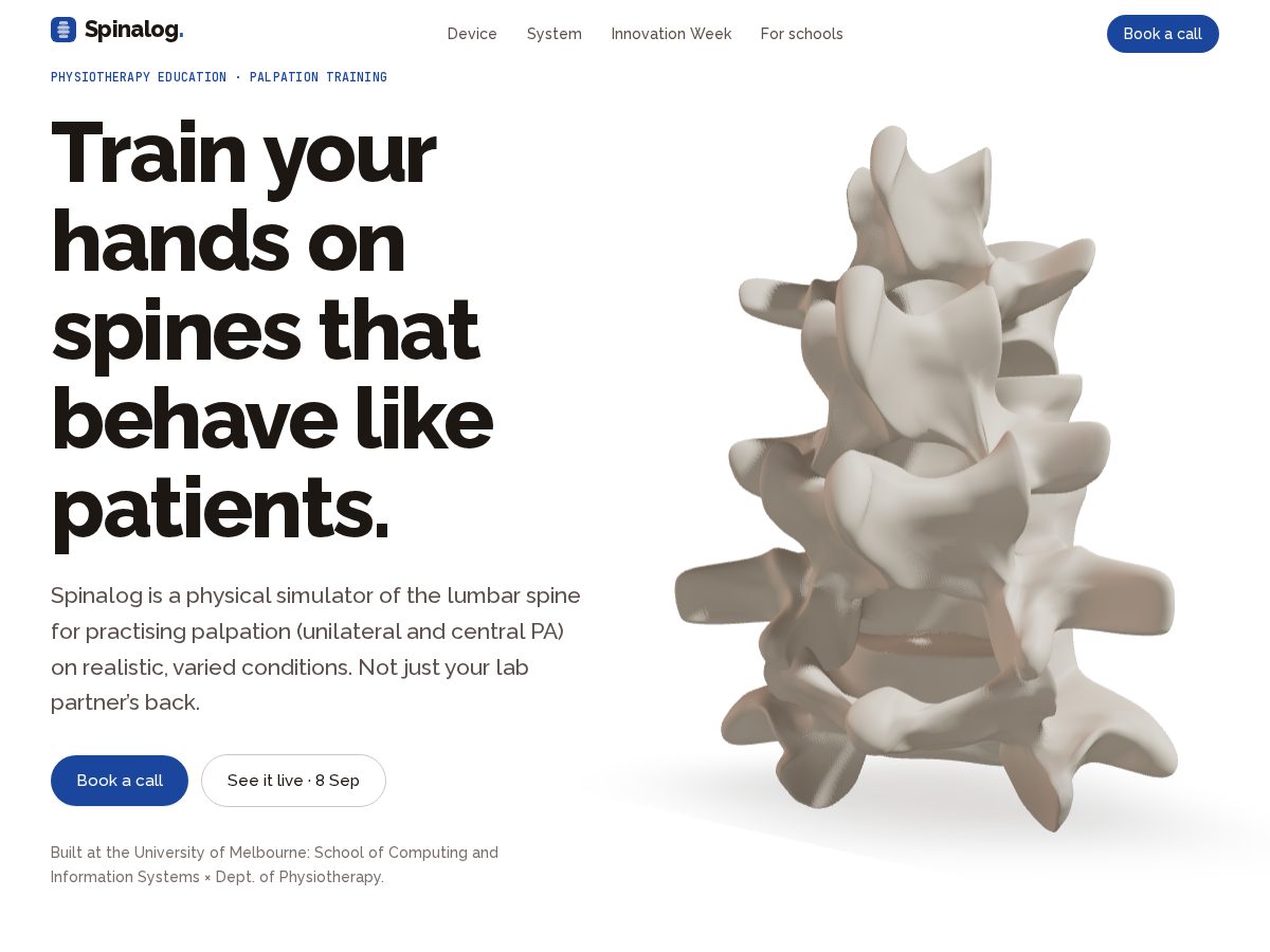 Landing-page snapshot of spinallog.com