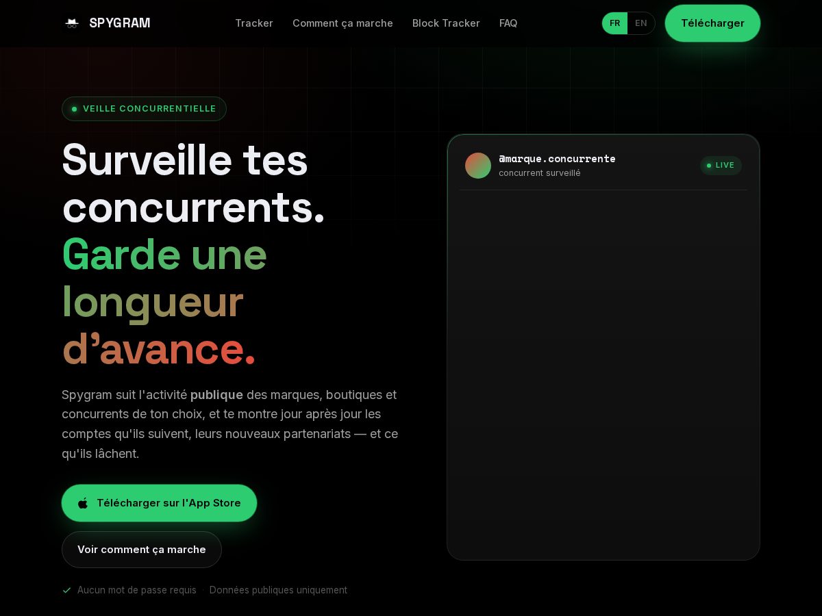 Landing-page snapshot of spygram.app