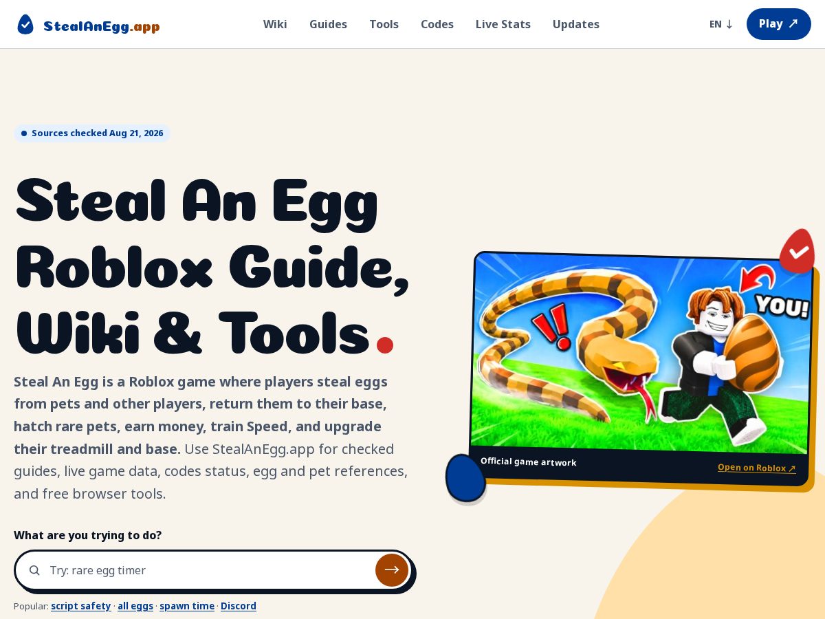 Landing-page snapshot of stealanegg.app