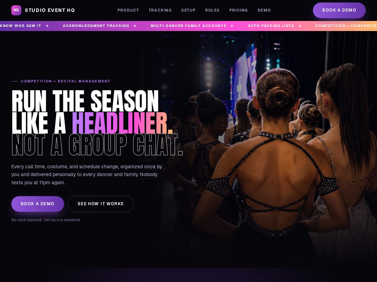 Landing-page snapshot of studioeventhq.com