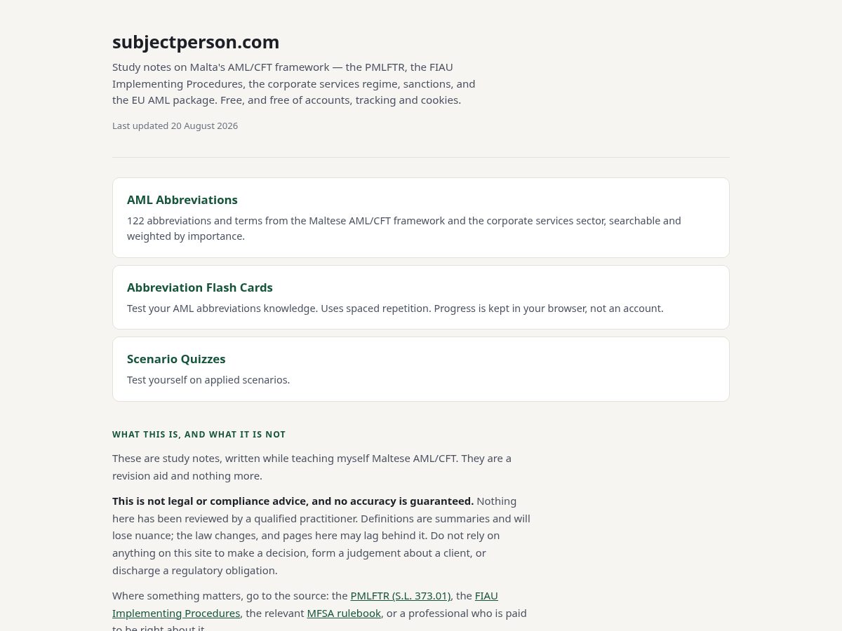 Landing-page snapshot of subjectperson.com