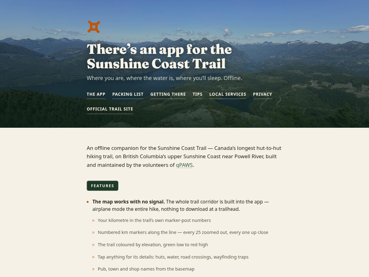 Landing-page snapshot of sunshinecoasttrail.app