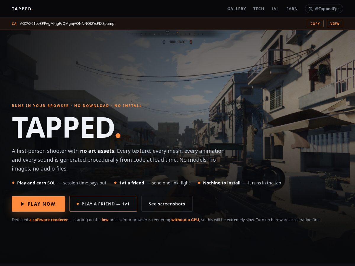 Landing-page snapshot of tapped.space