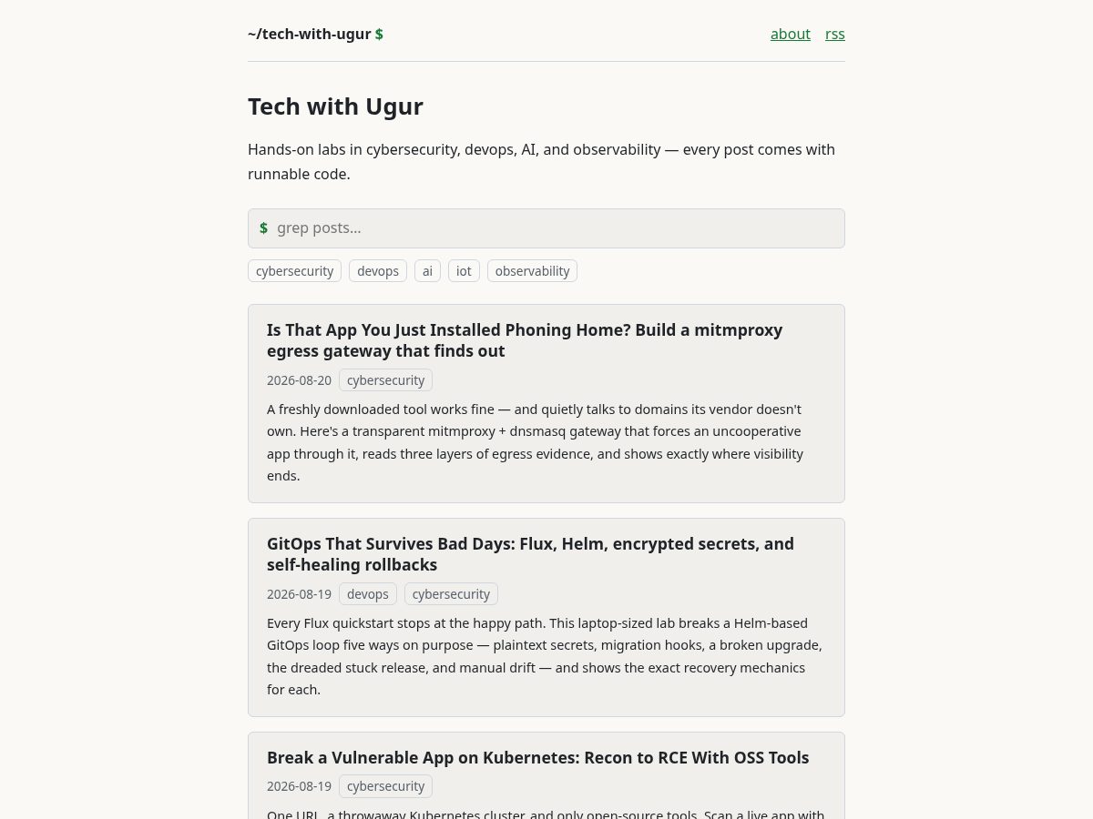 Landing-page snapshot of techwithugur.dev