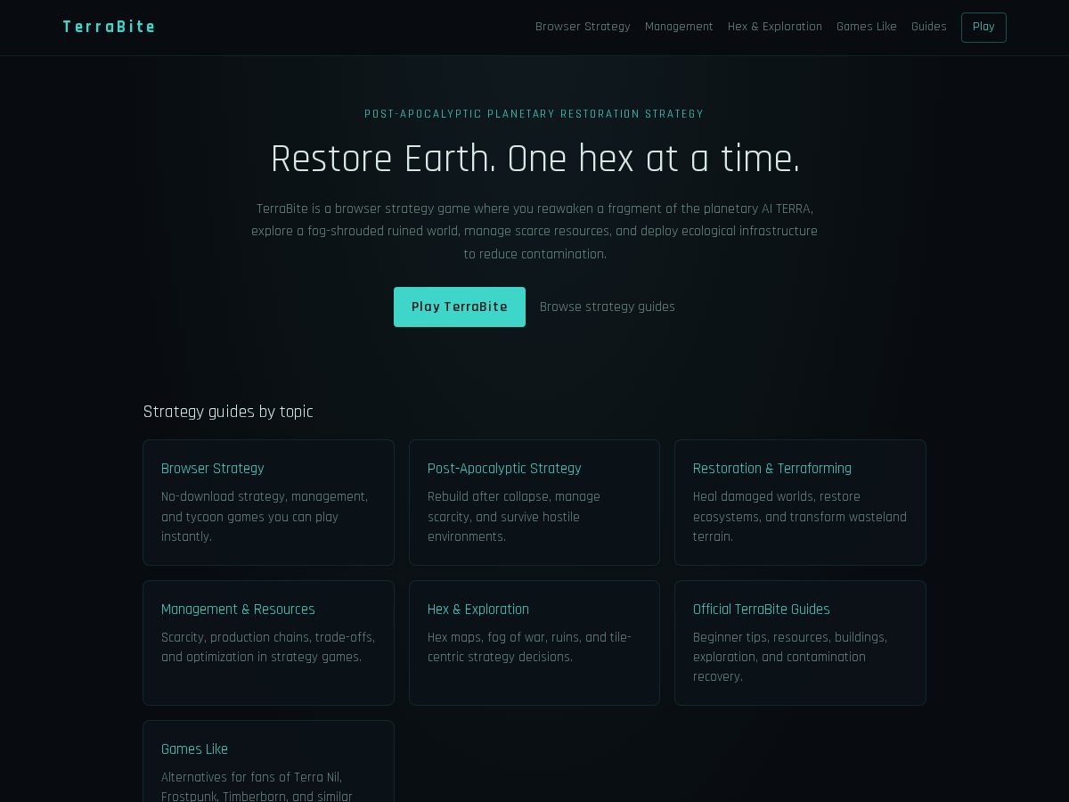 Landing-page snapshot of terrabite.space