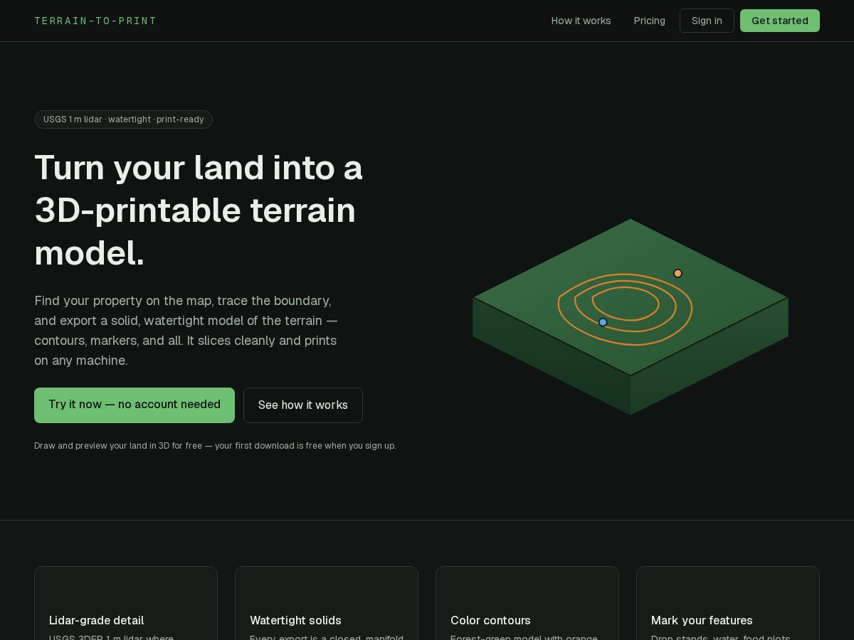 Landing-page snapshot of terrainprint.com