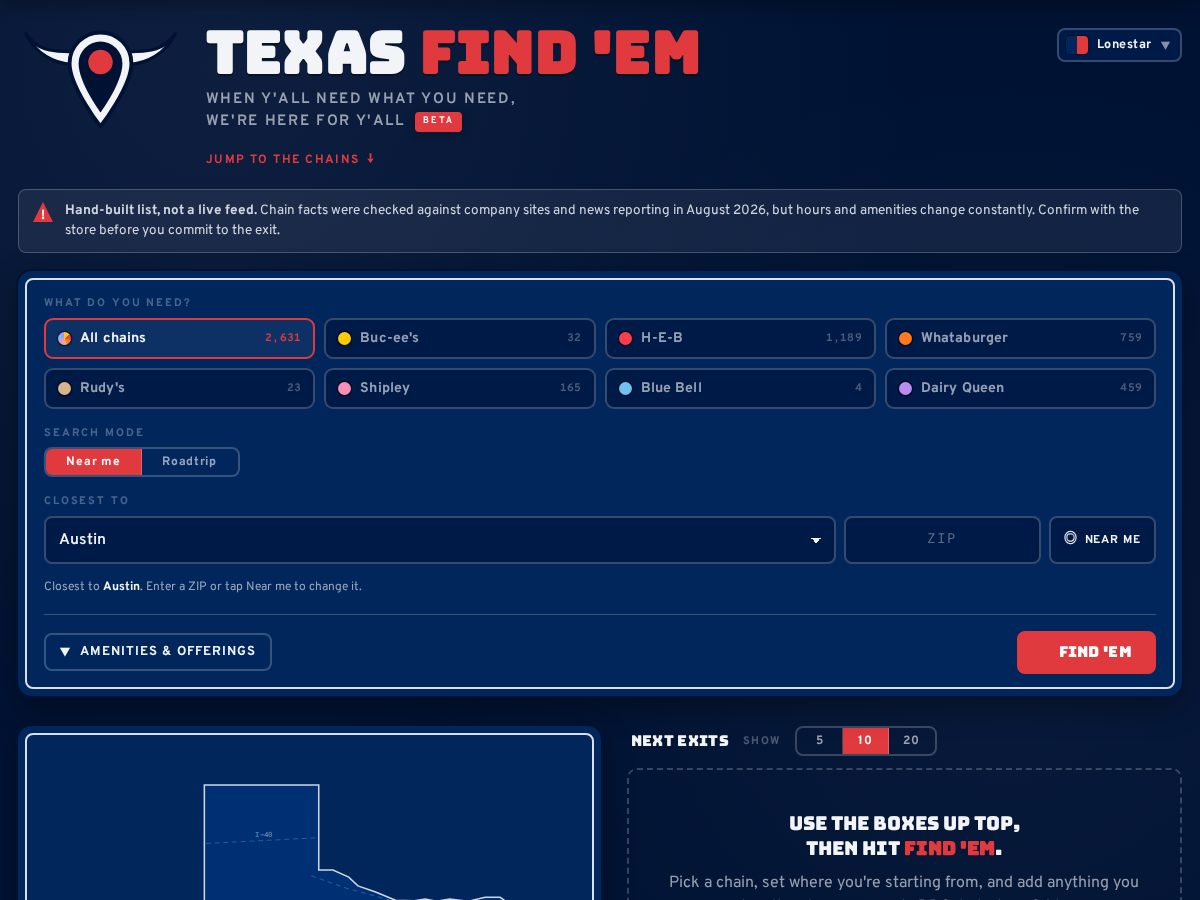 Landing-page snapshot of texasfindem.com