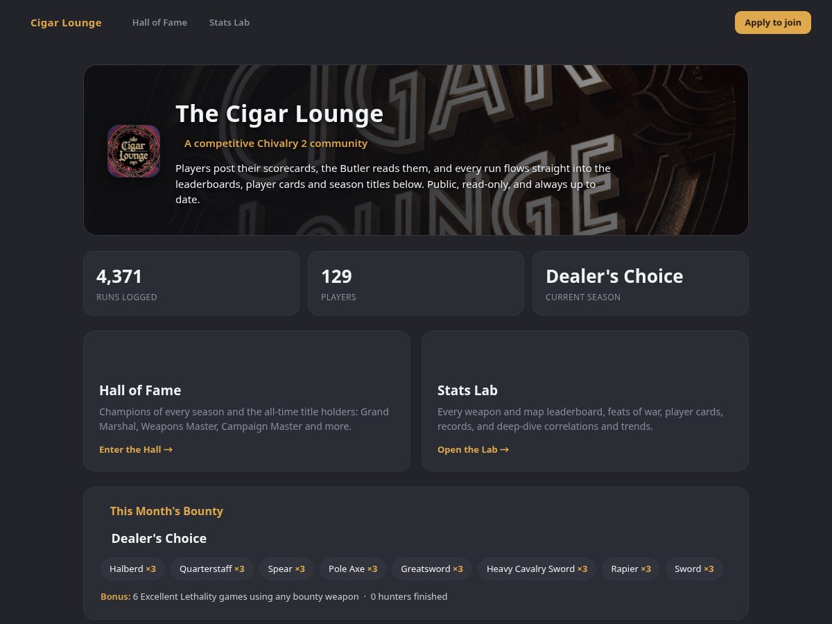 Landing-page snapshot of thecigarlounge.app