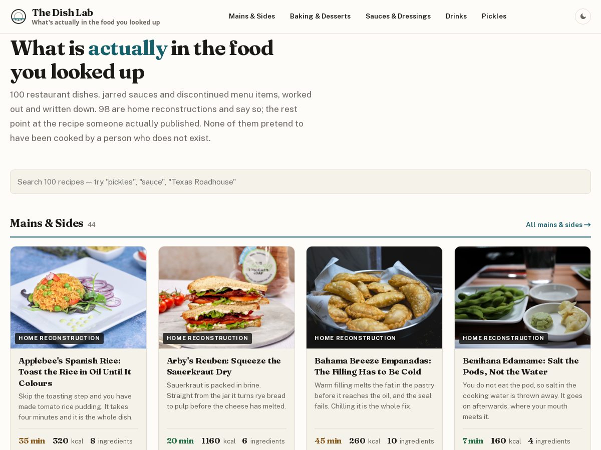 Landing-page snapshot of thedishlab.com