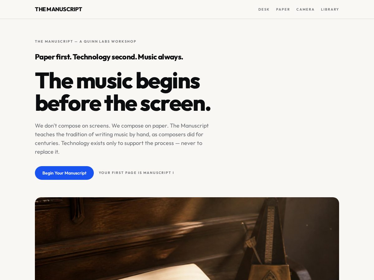 Landing-page snapshot of themanuscript.live