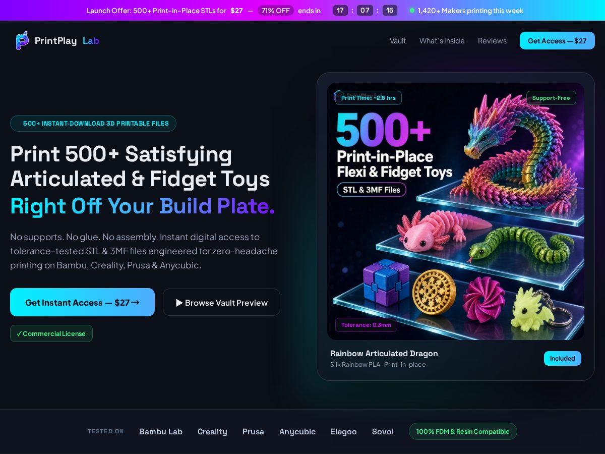 Landing-page snapshot of theprintplaylab.com