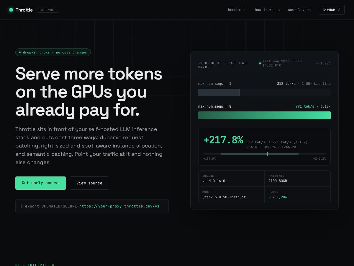 Landing-page snapshot of throttle-pro.com