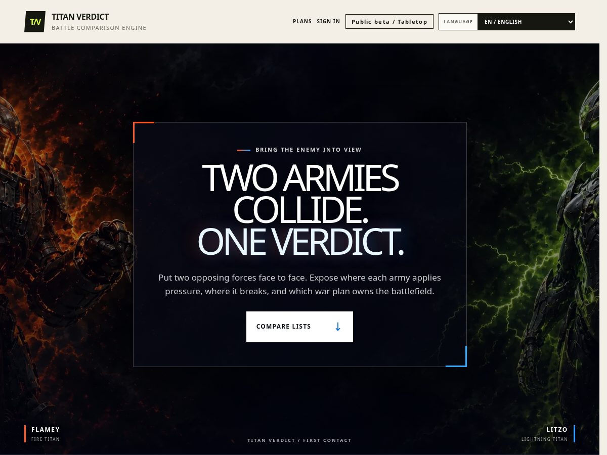 Landing-page snapshot of titanverdict.com