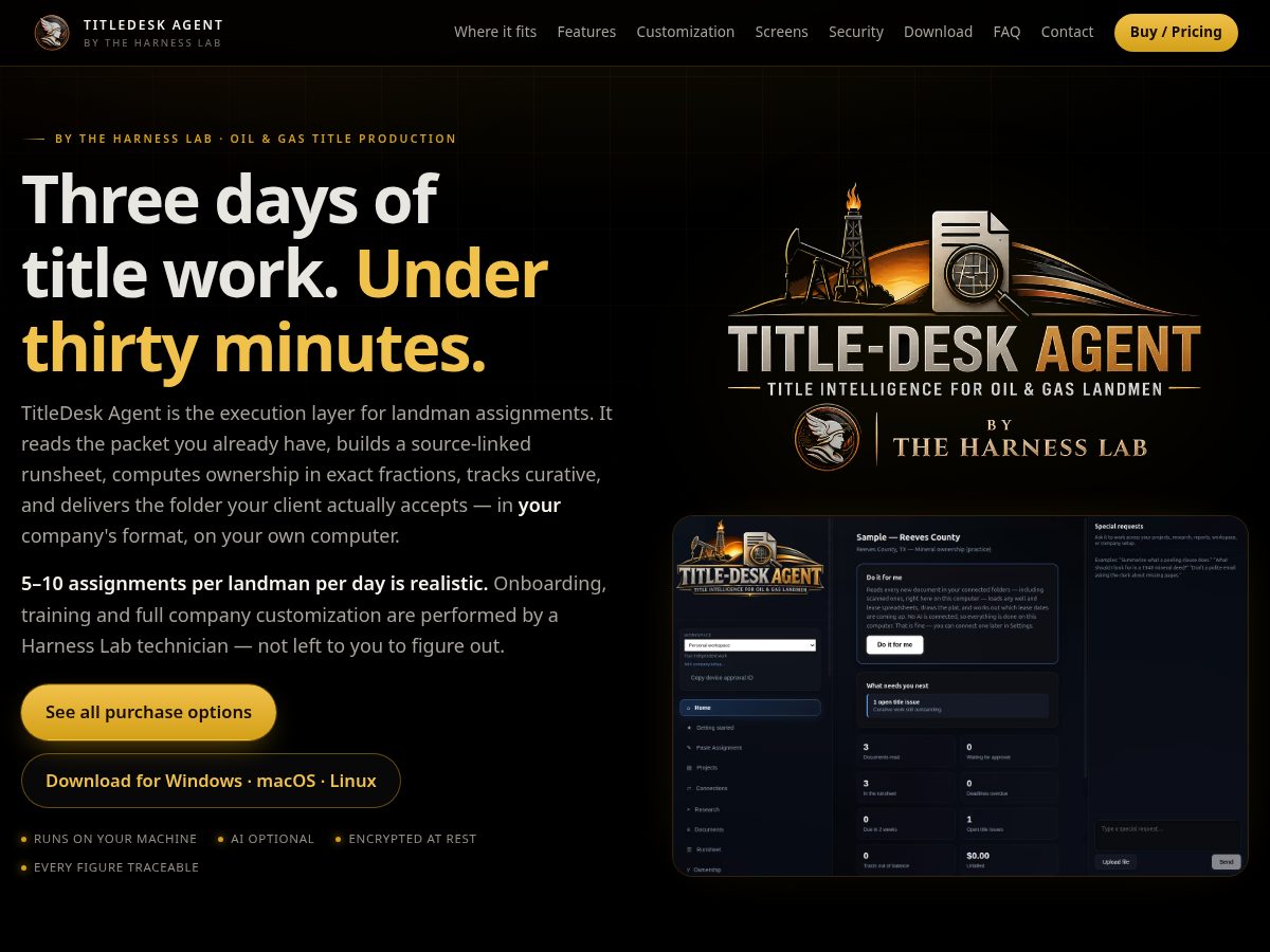 Landing-page snapshot of title-desk.com