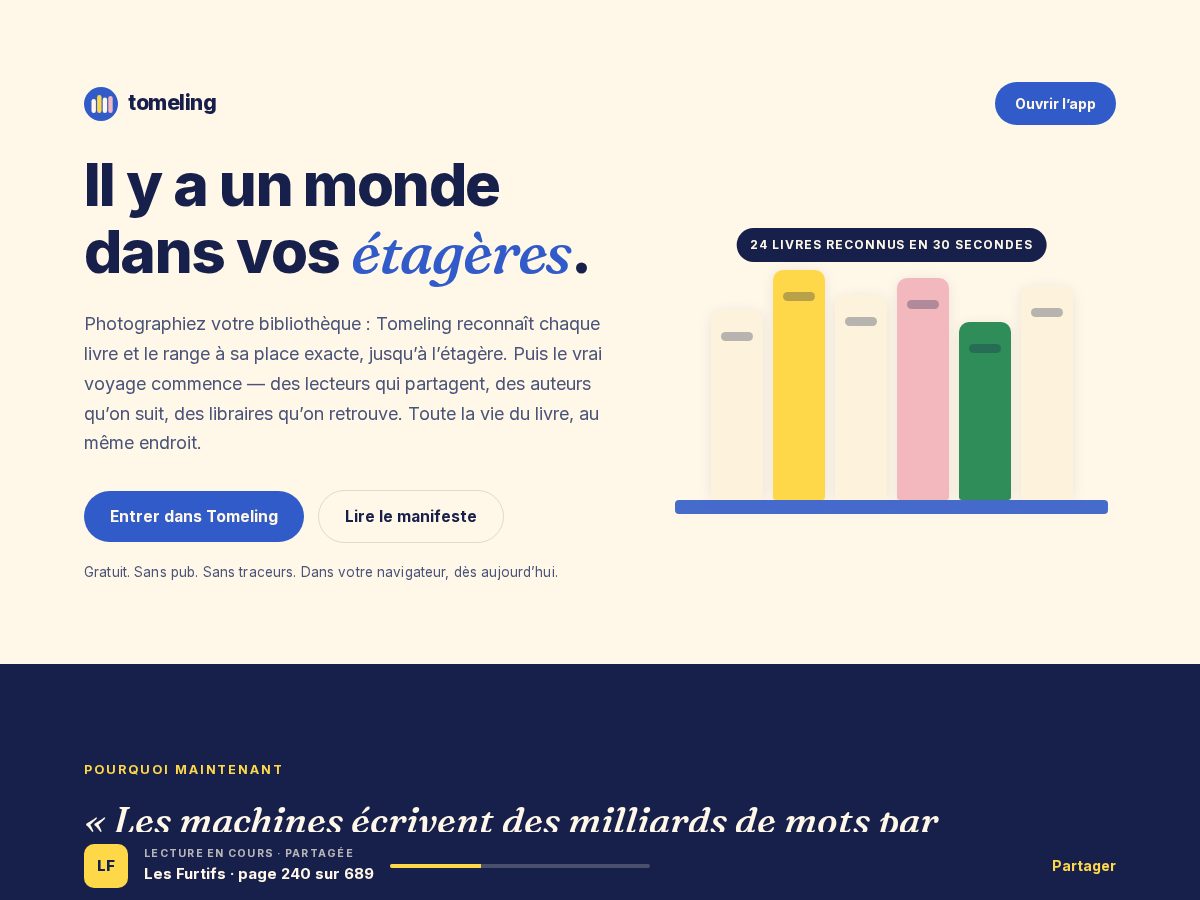 Landing-page snapshot of tomeling.app